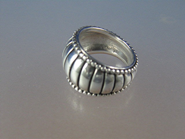 Sterling Silver Ribbed Dome Ring
