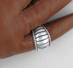 Sterling Silver Ribbed Dome Ring