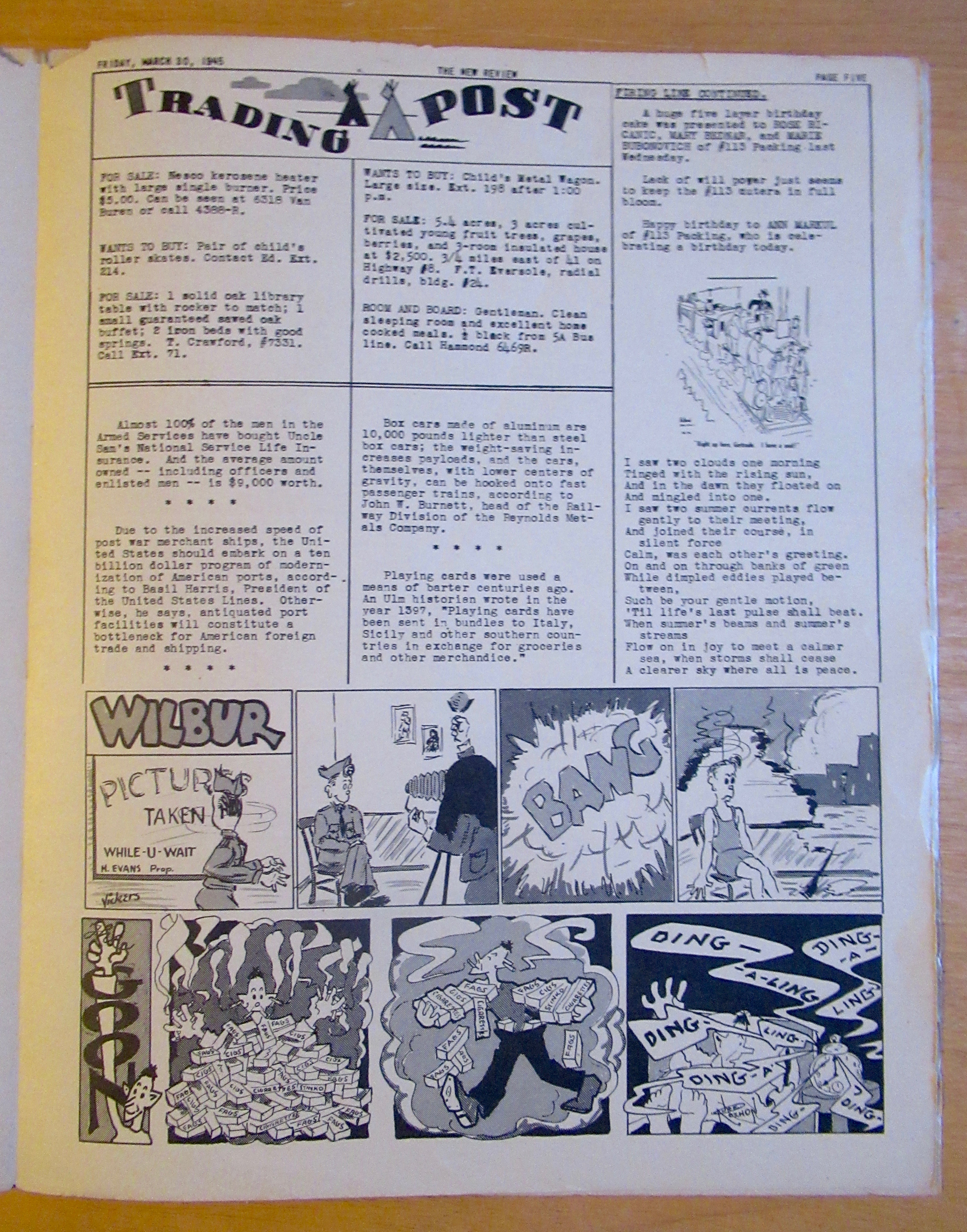 Original March 30, 1945 New Review Newsletter