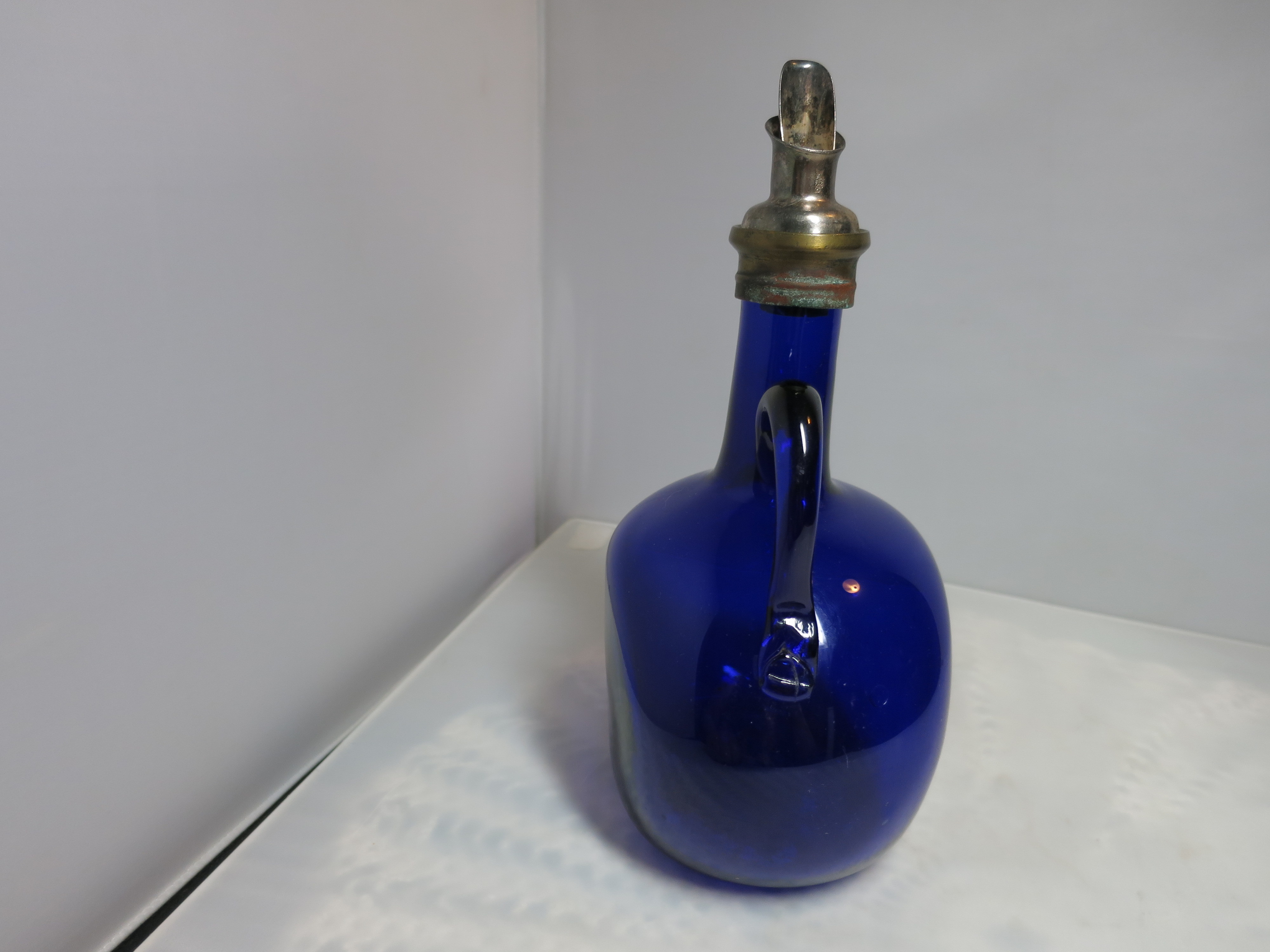 Blown Cobalt Blue Glass Decanter Bottle Flagdon  1830 to 1860