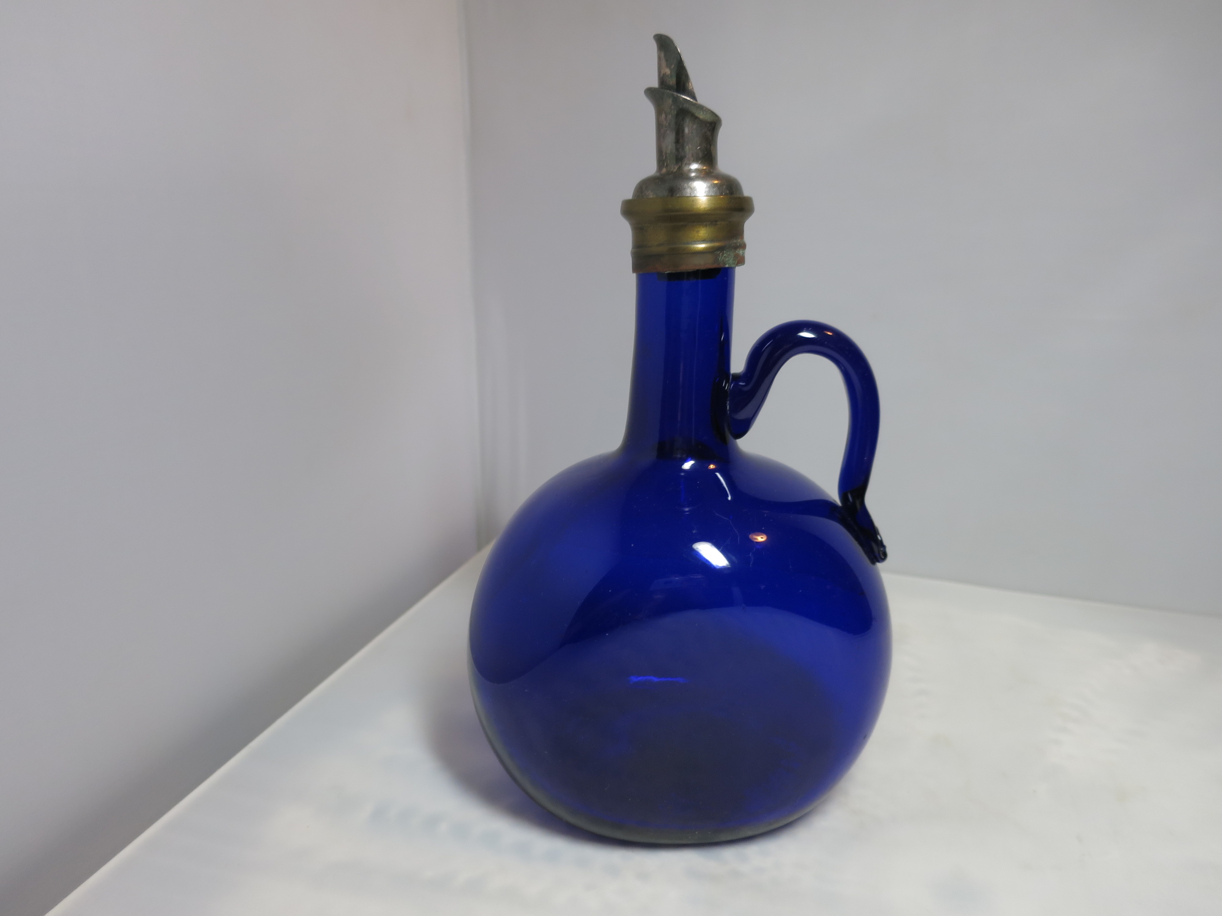 Blown Cobalt Blue Glass Decanter Bottle Flagdon 1830 to 1860