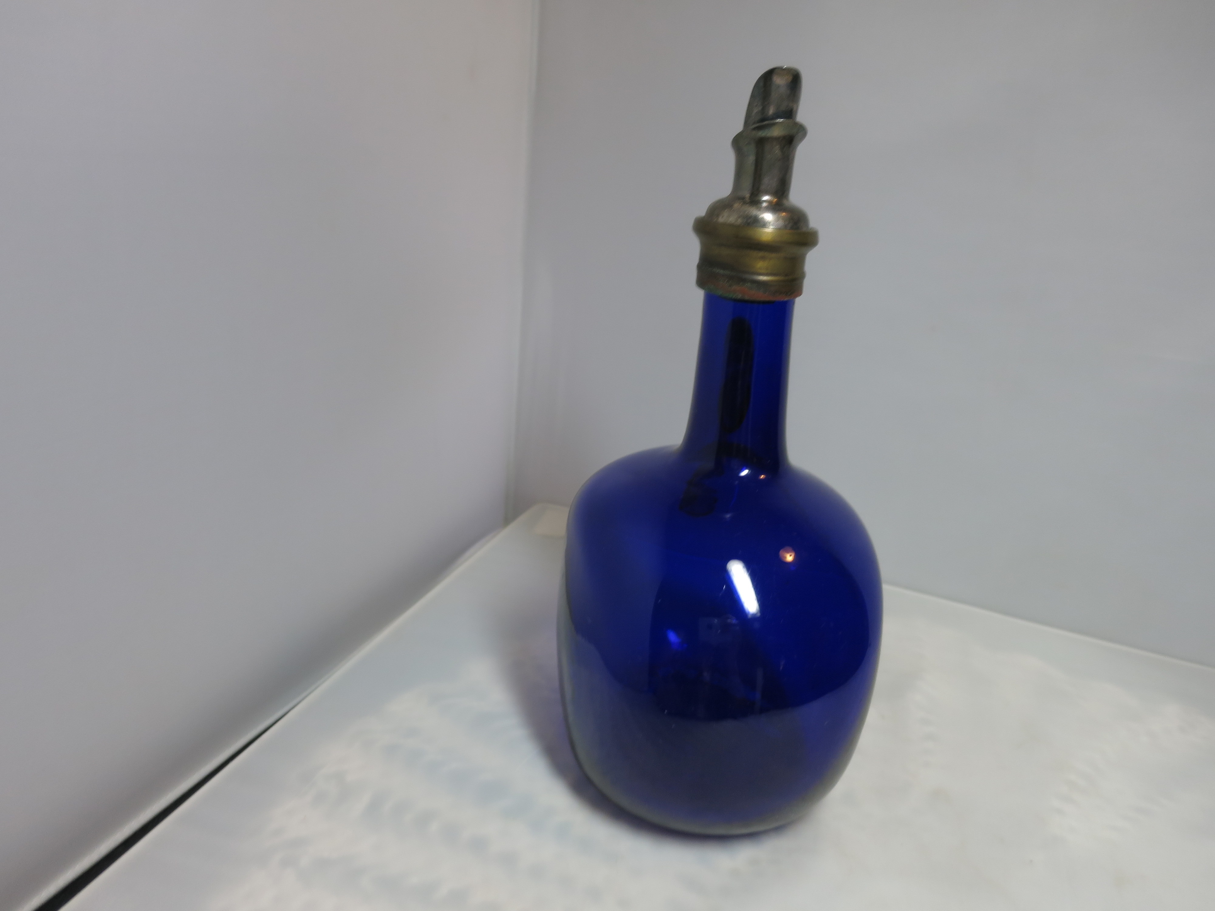 Blown Cobalt Blue Glass Decanter Bottle Flagdon  1830 to 1860