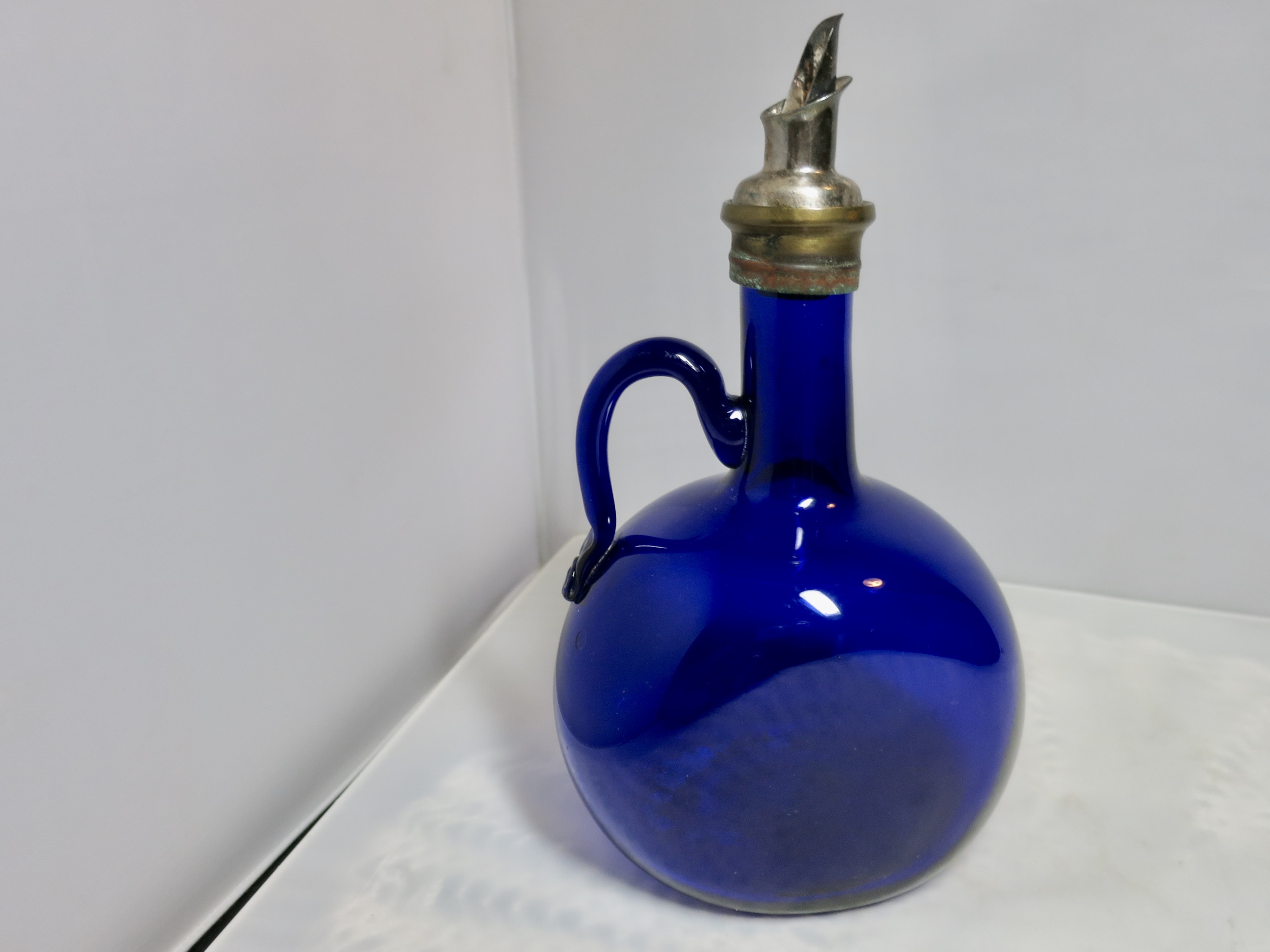 Blown Cobalt Blue Glass Decanter Bottle Flagdon  1830 to 1860