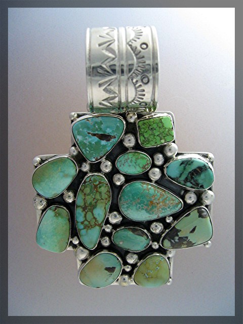 Native American  Sterling Silver Turquoise Pendant