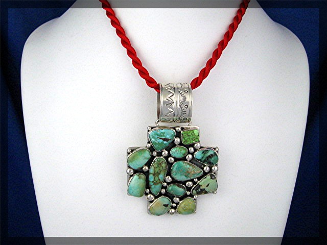 Native American  Sterling Silver Turquoise Pendant