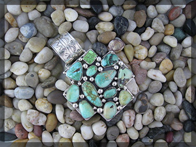 Native American  Sterling Silver Turquoise Pendant