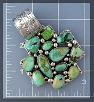 Native American  Sterling Silver Turquoise Pendant