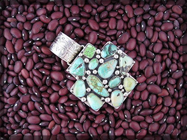 Native American  Sterling Silver Turquoise Pendant
