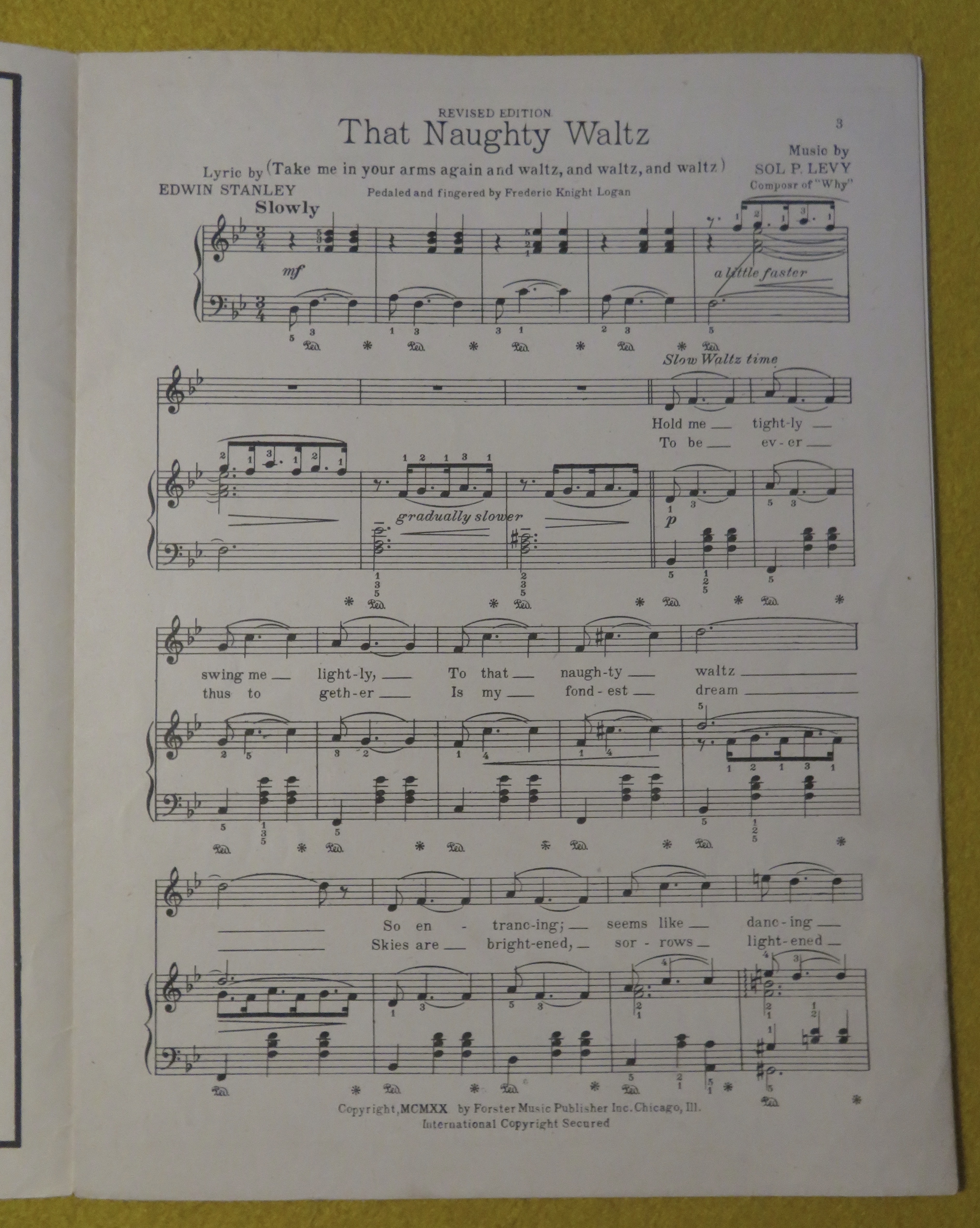 1920 That Naughty Waltz By Stanley & Levy
