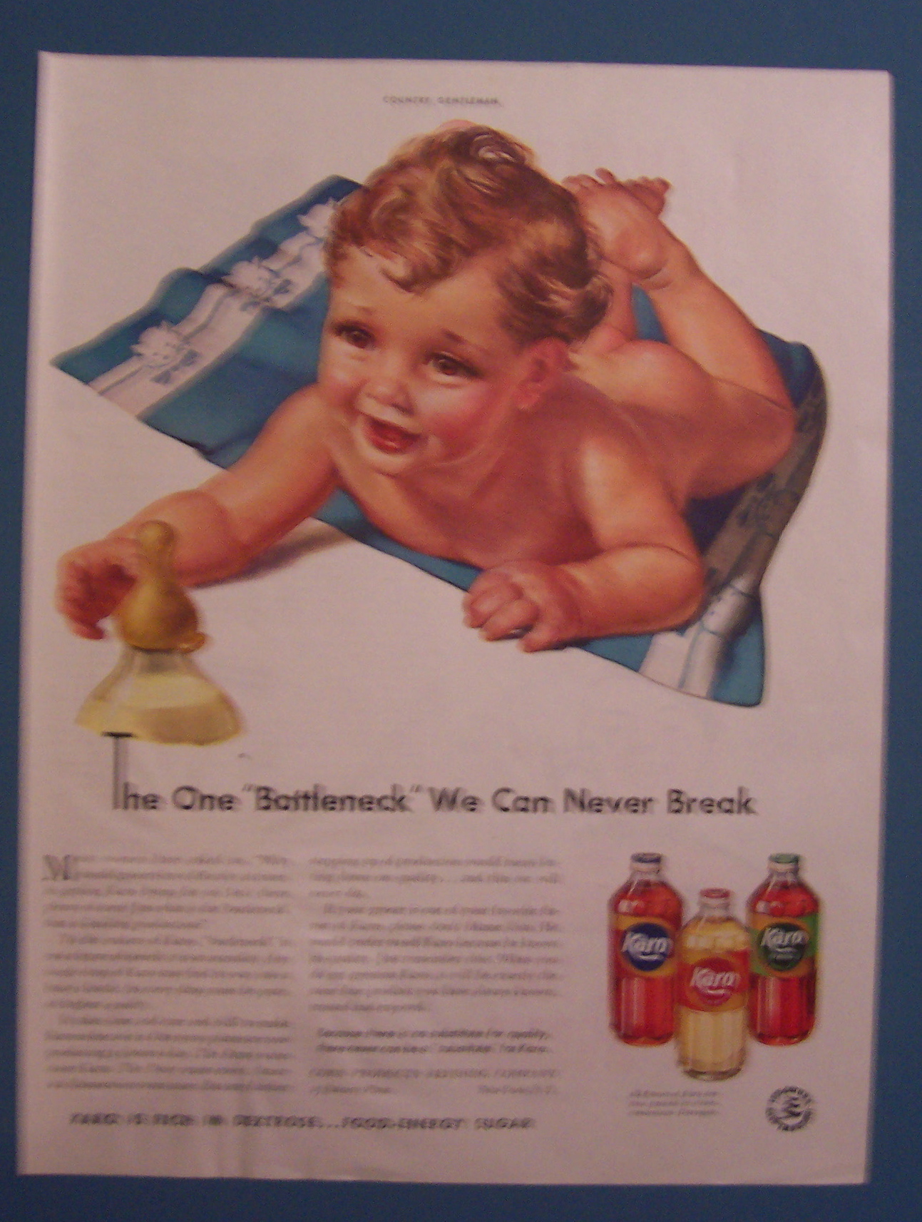 1942 Karo Syrup with Baby Reaching For Their Bottle