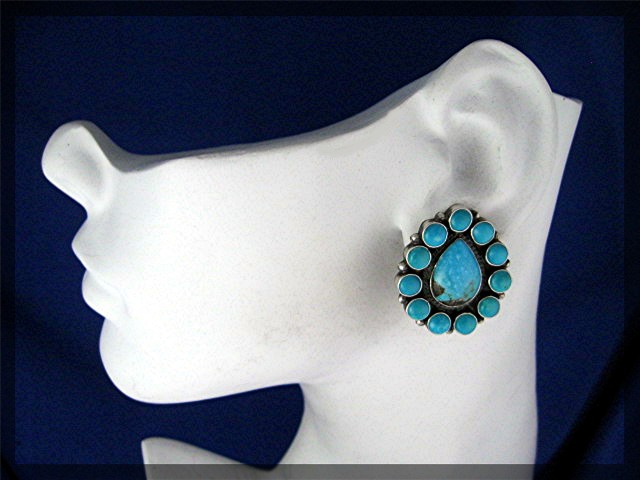 Navajo  Sterling Silver Sleeping Beauty  Turquoise Clip
