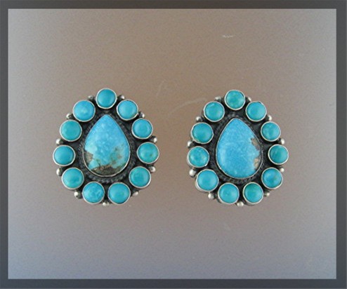 Navajo  Sterling Silver Sleeping Beauty  Turquoise Clip