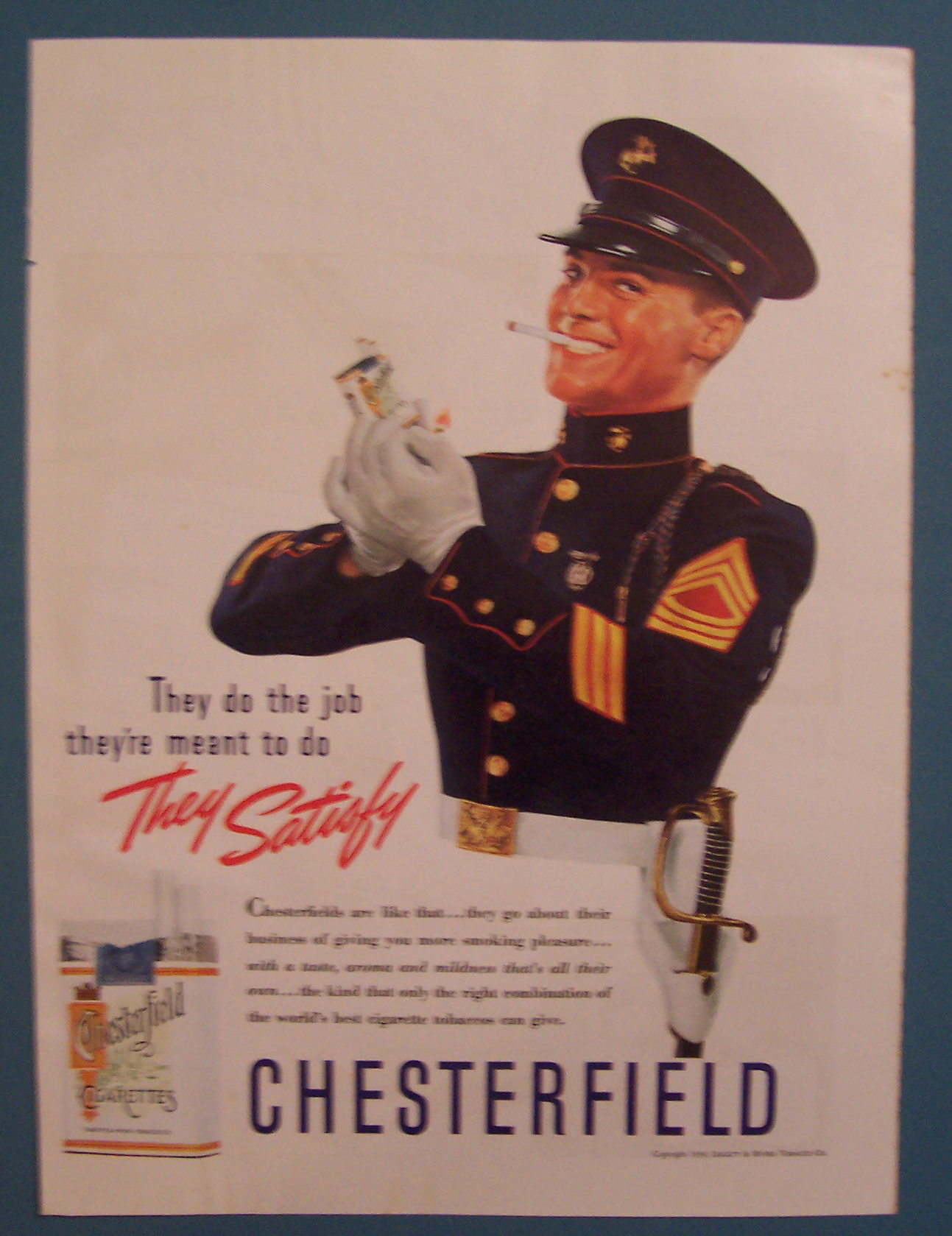1939 Chesterfield Cigarettes w/Soldier & Cigarette