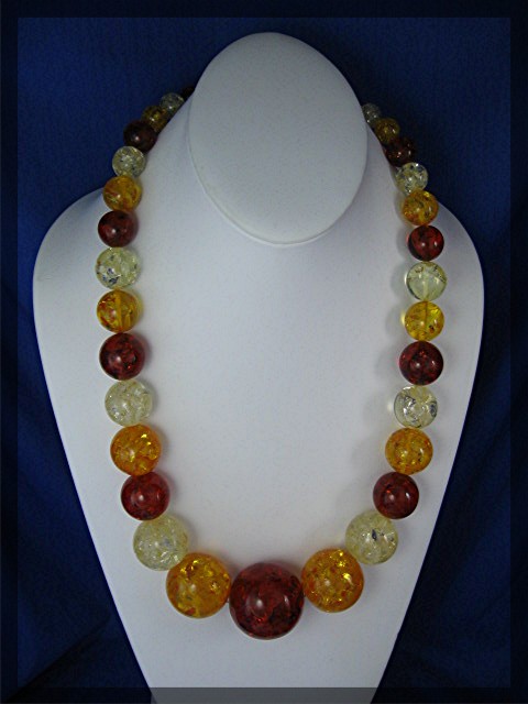 Necklace  Amber Gold Yellow Clear 24 Inches Graduated