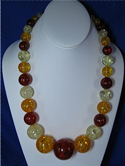 Necklace  Amber Gold Yellow Clear 24 Inches Graduated