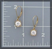 Earrings 14K Gold CZ Leverback Dangle Pierced