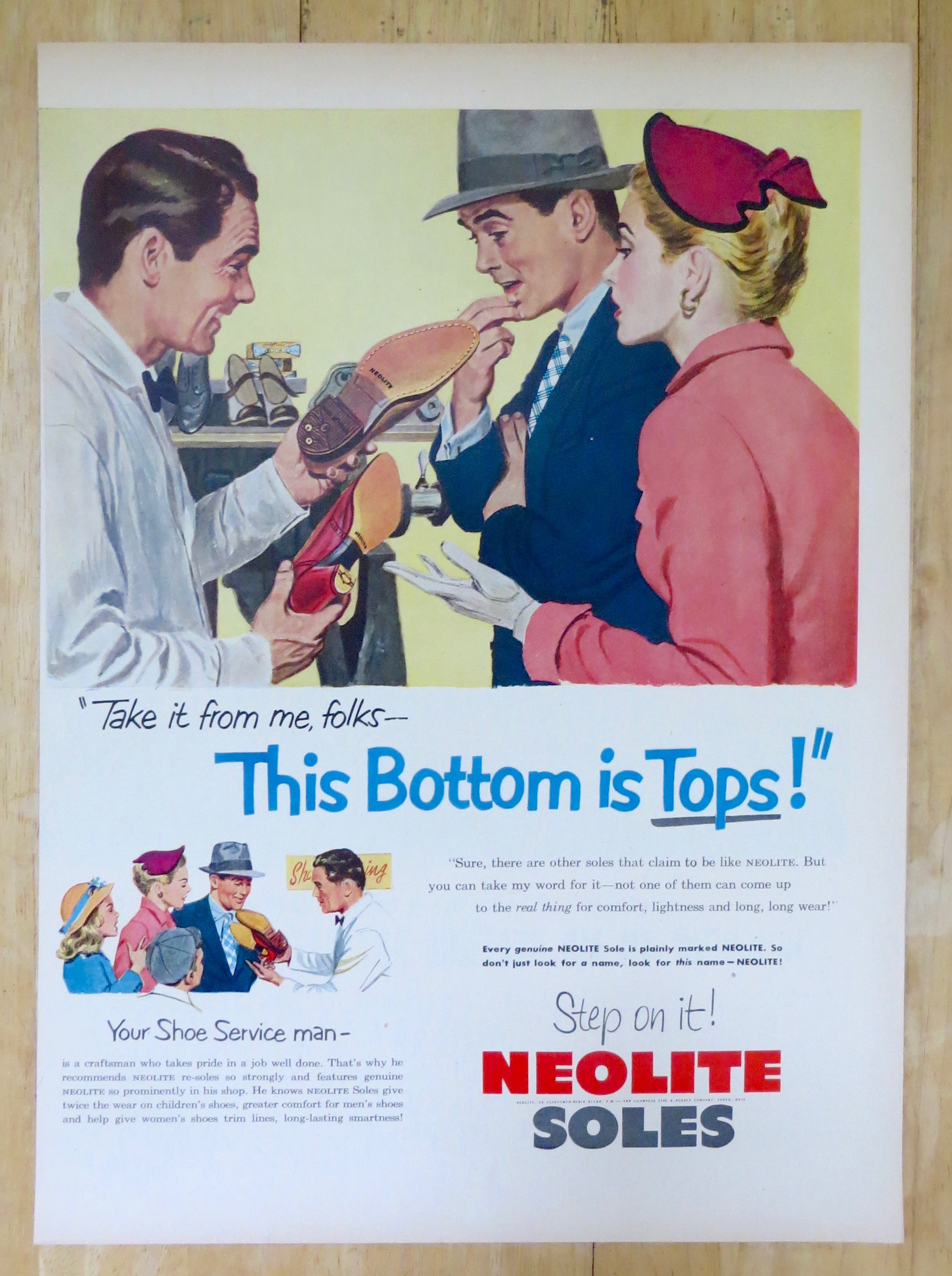 1952 Neolite Soles with Man & Woman Looking at Shoe