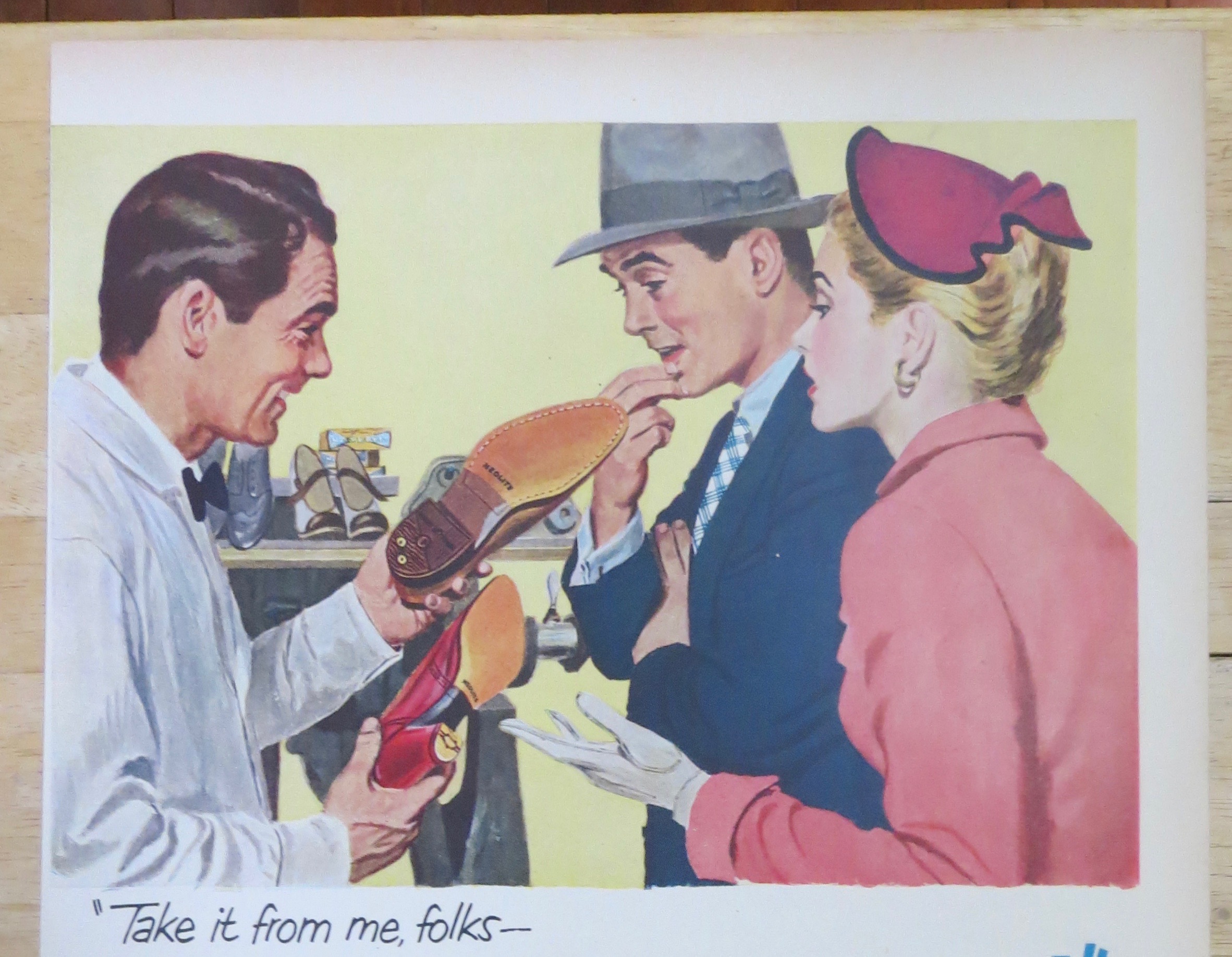 1952 Neolite Soles with Man & Woman Looking at Shoe