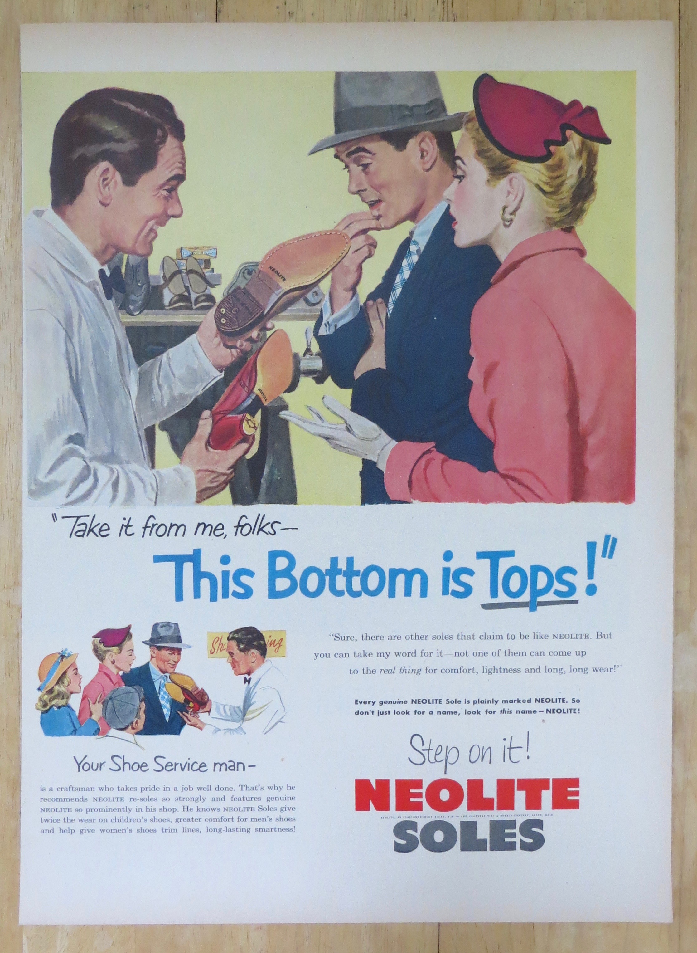 1952 Neolite Soles with Man & Woman Looking at Shoe
