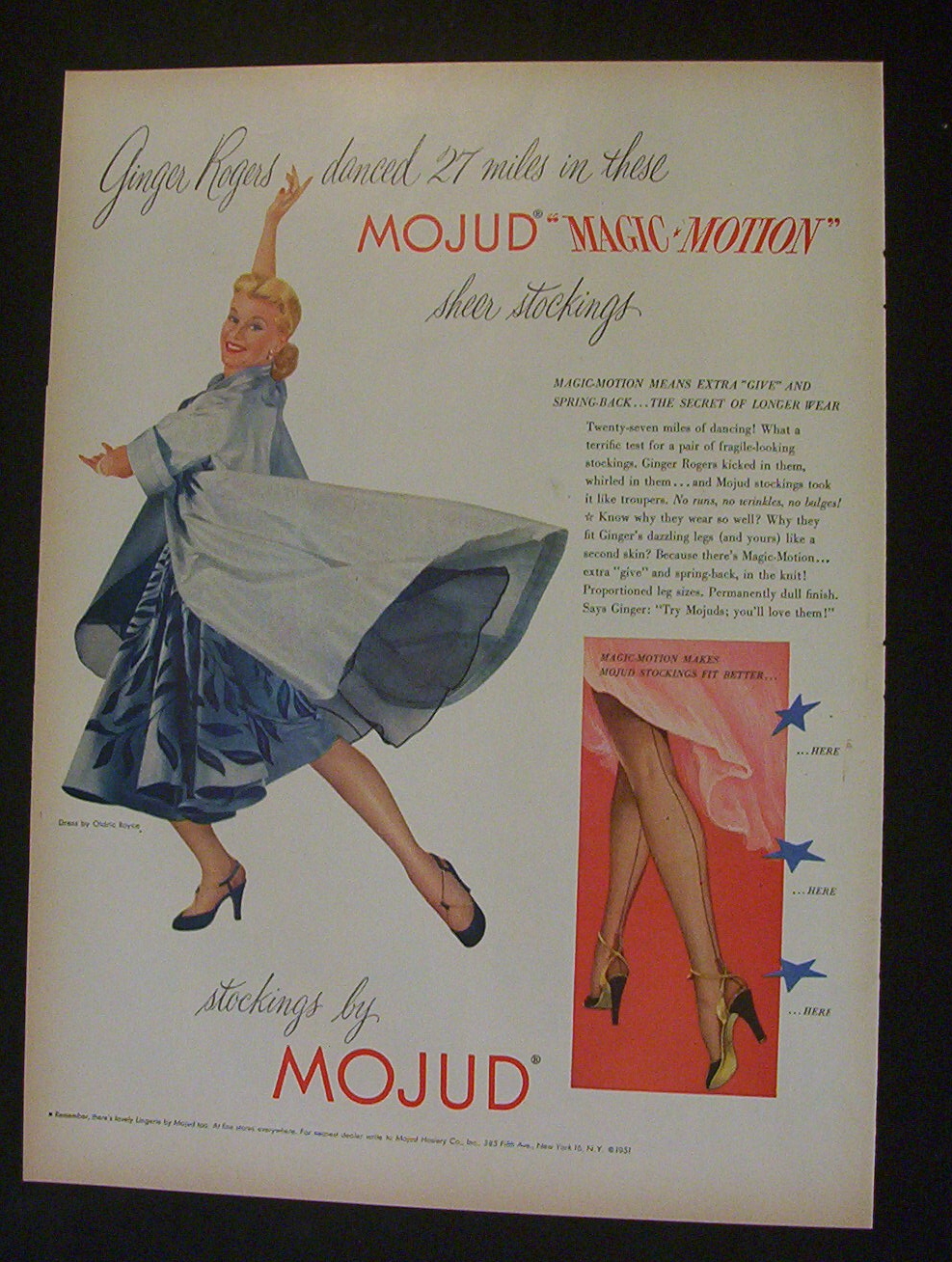 1951  Mojud  Stockings  with  Ginger  Rogers