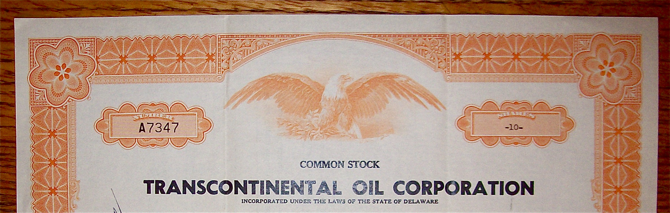 1955 Transcontinental Oil Corporation Stock Certificate