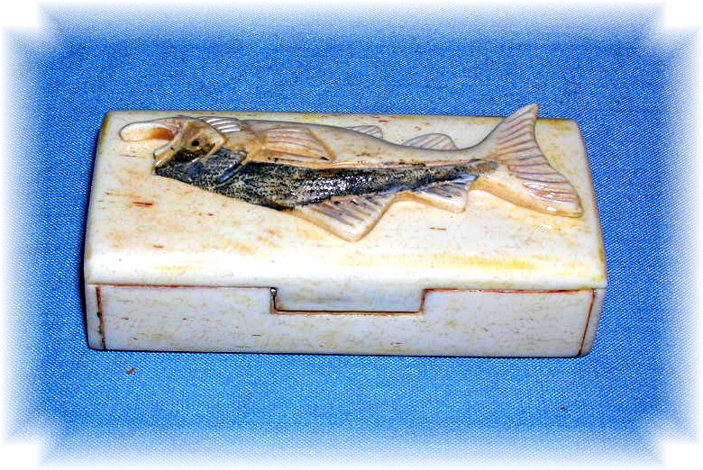 Bone Box Handcarved Fish On Top