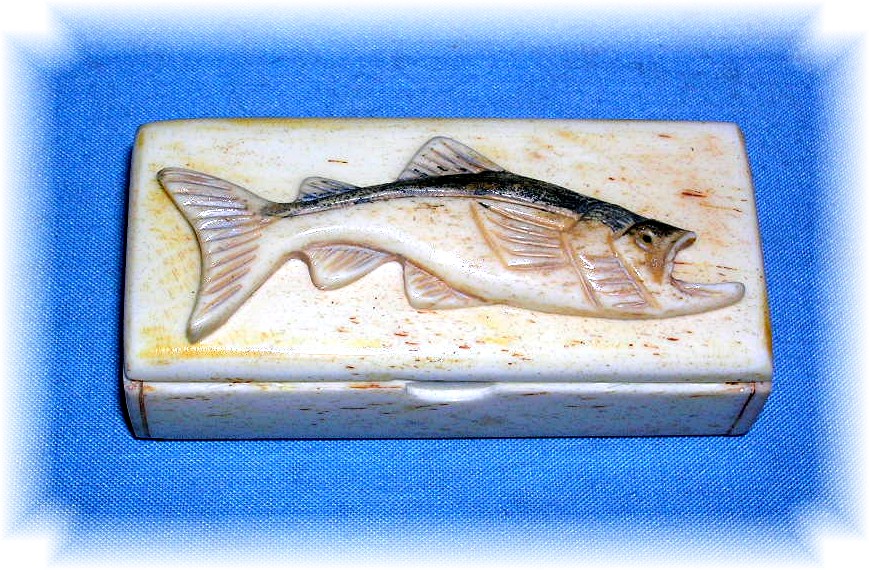 Bone Box Handcarved Fish On Top