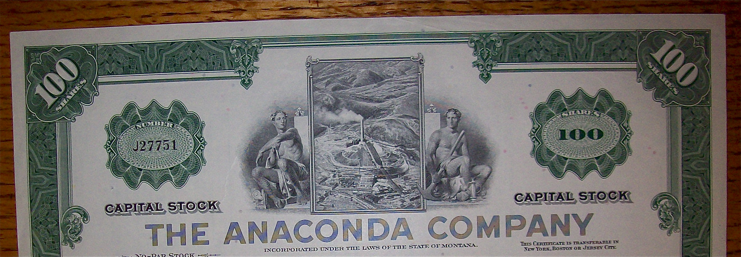 1967 Anaconda Company Stock Certificate