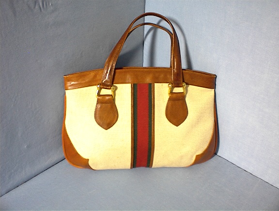 ELLEN CARTER Leather and Canvas Handbag
