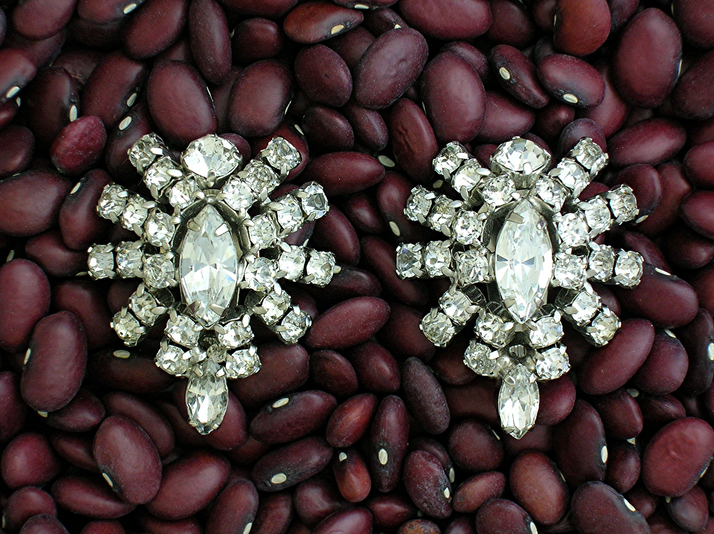 Sparkling Rhinestone La Reh Clip Earrings