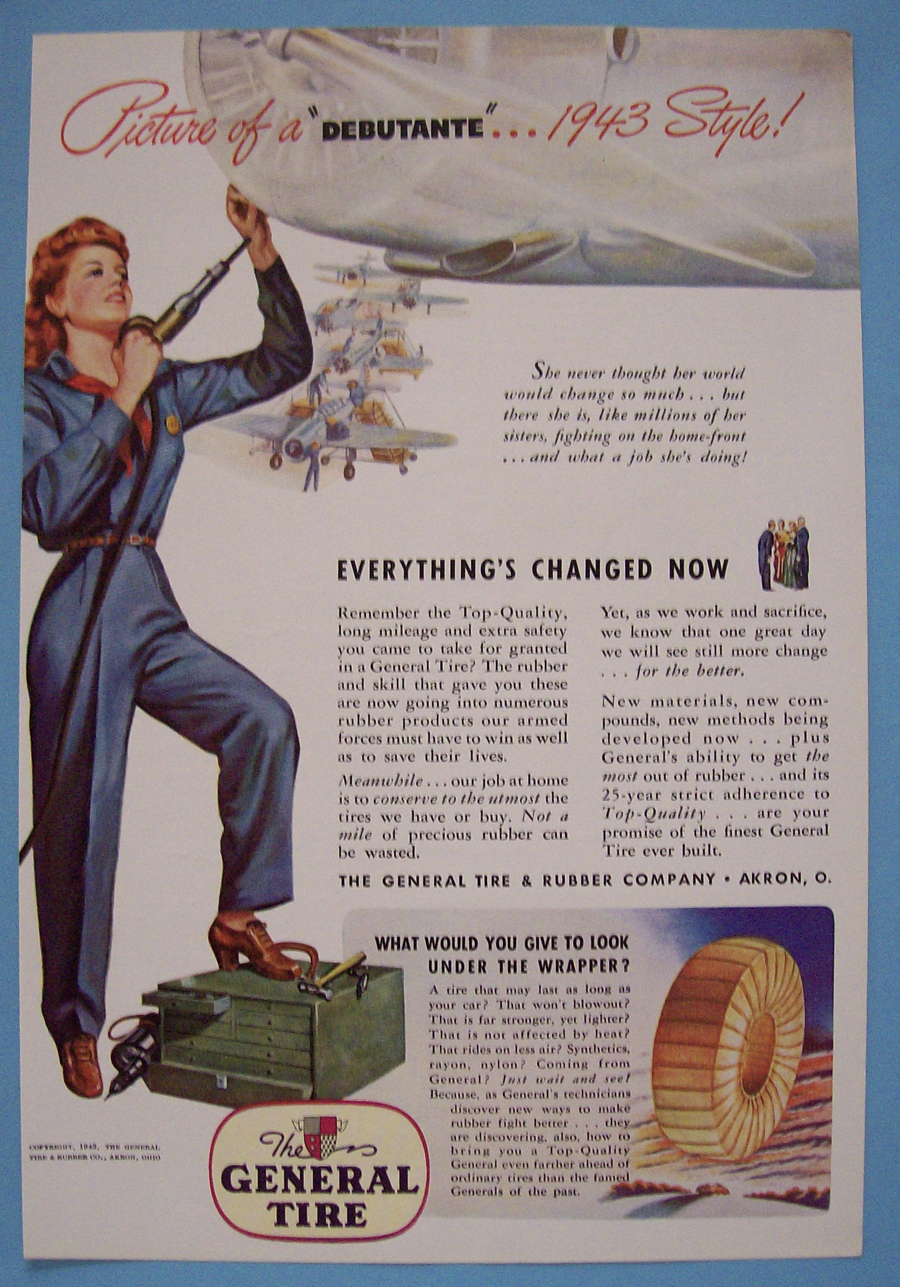 1943 General Tire with Picture Of A Debutante