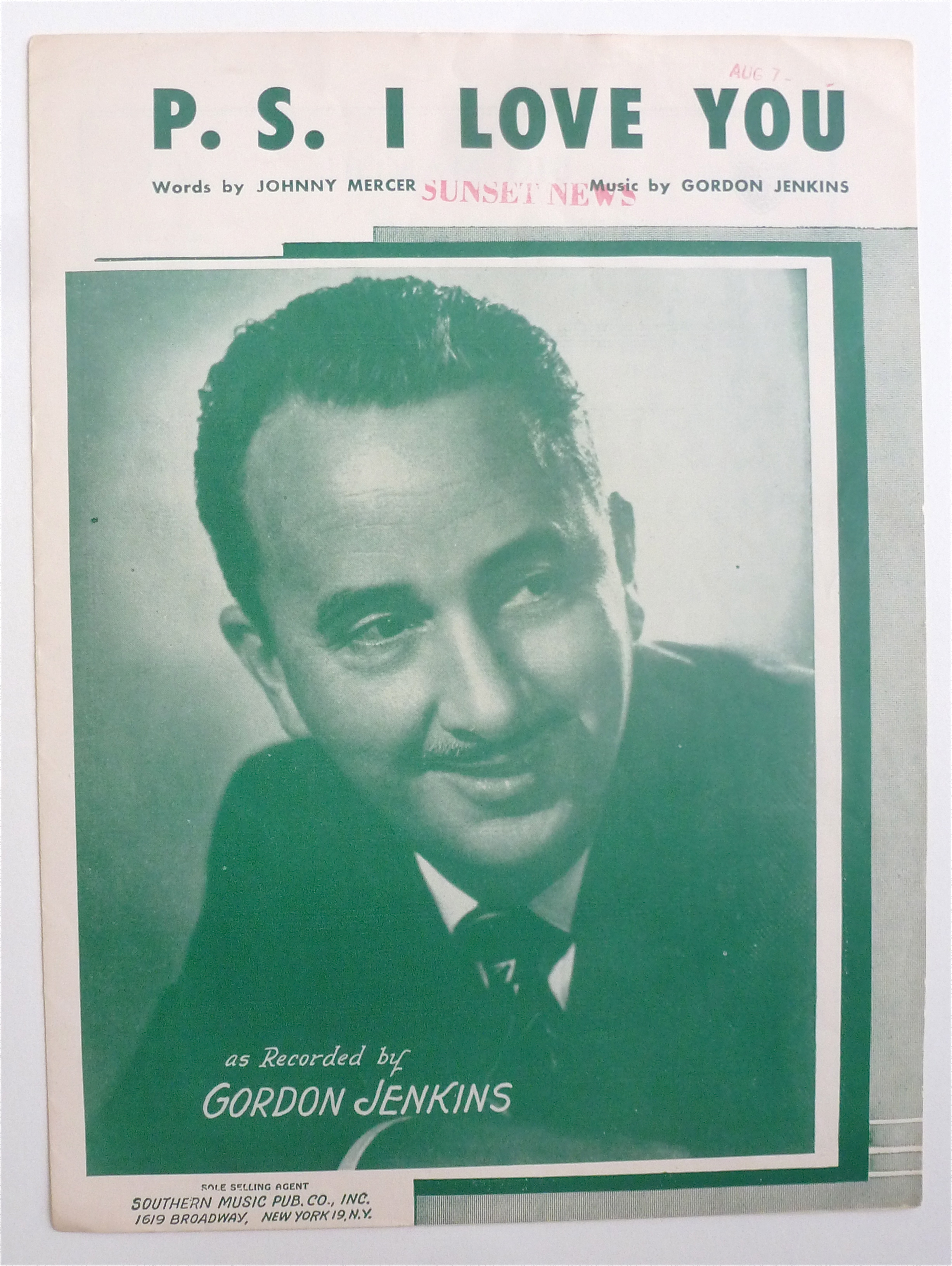 Sheet Music For 1934 P. S. I Love You