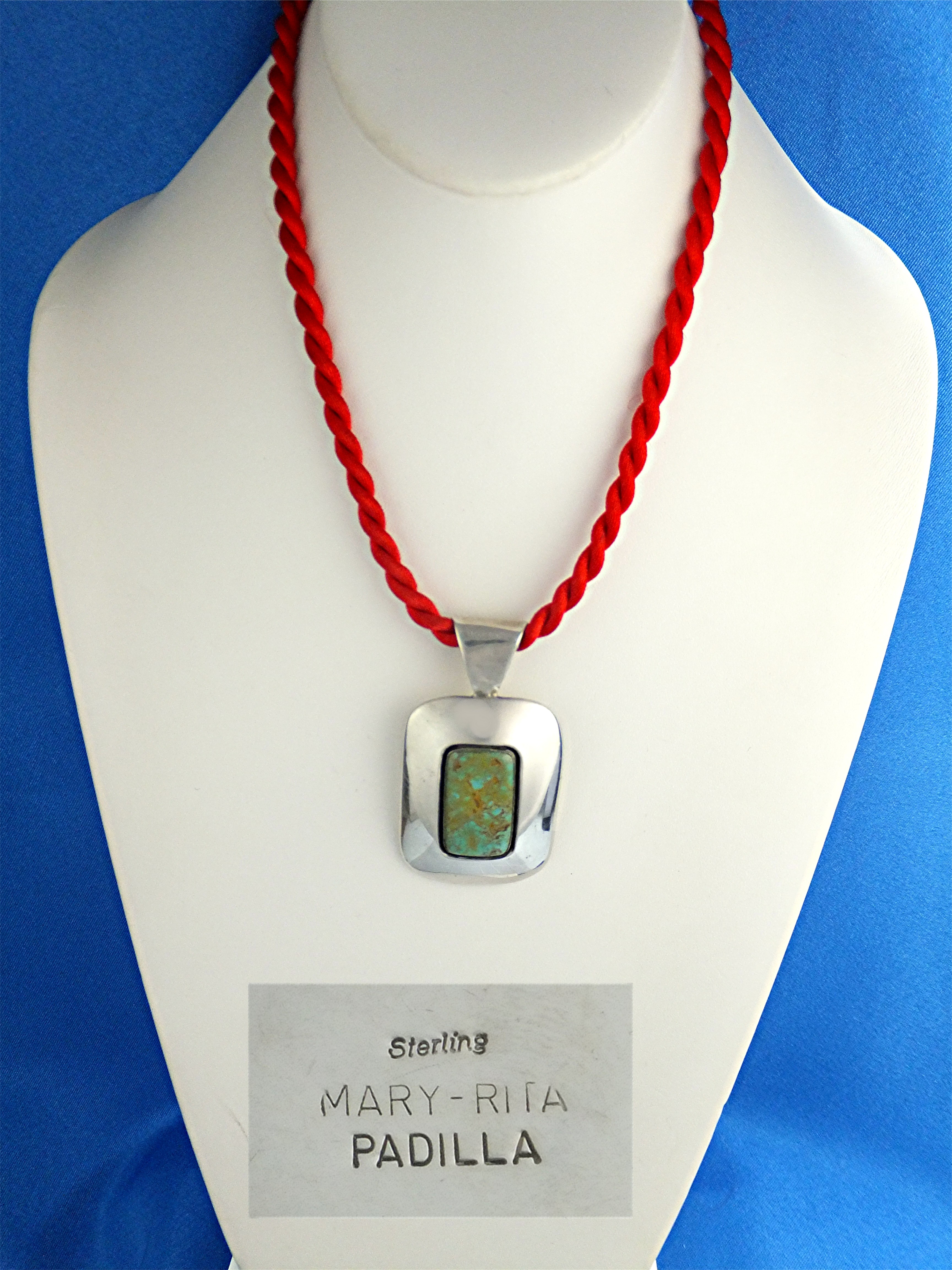 MARY RITA PADILLA Sterling Silver Turquoise Pendant