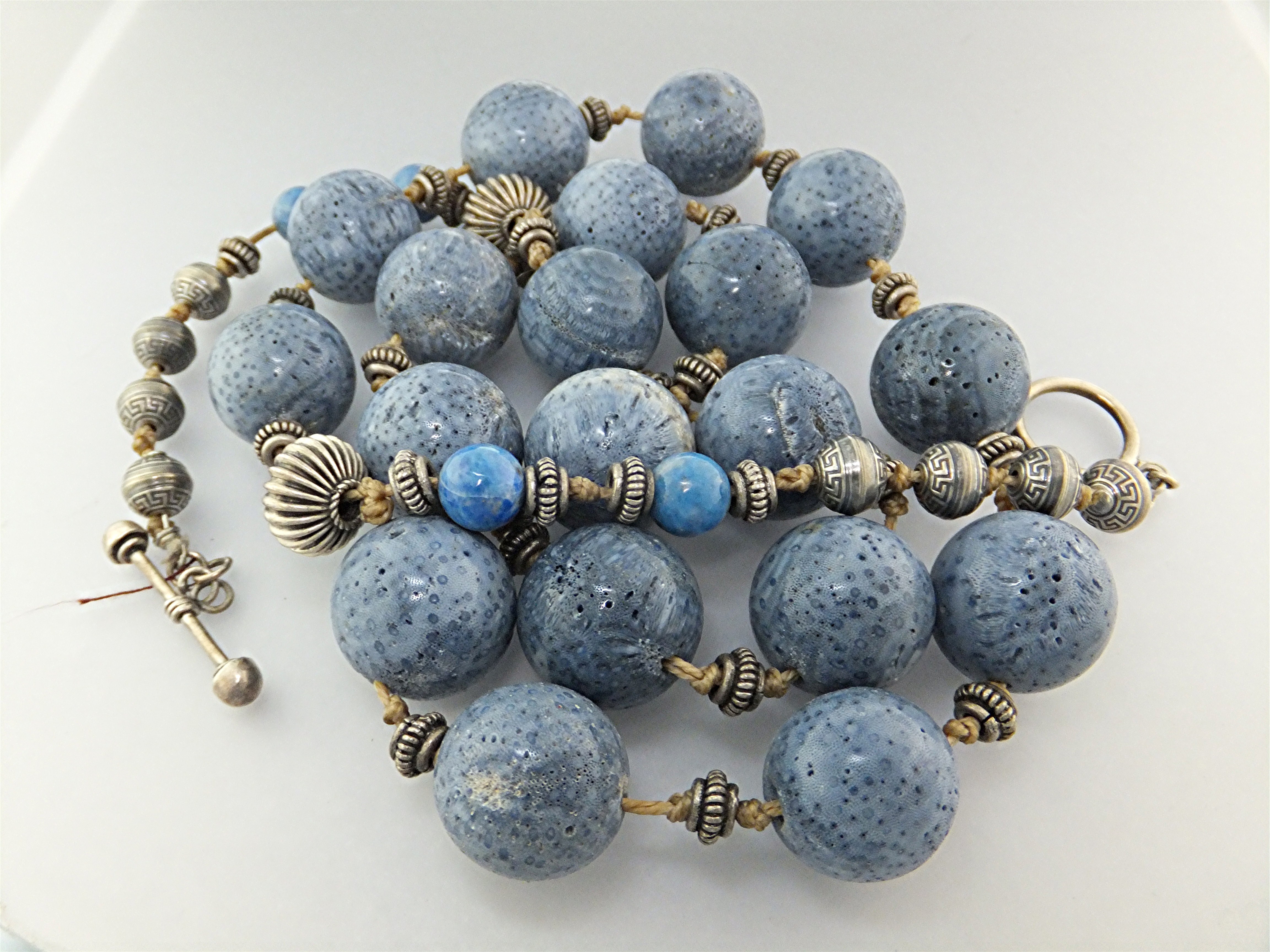 Silver Creations Blue Coral Sterling Silver Necklace