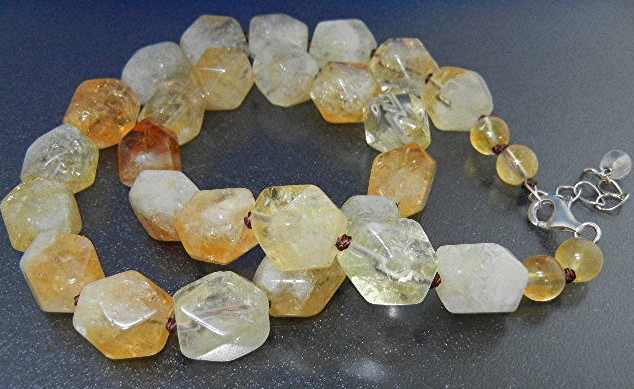 Citrine Faceted Sterling Silver Necklace