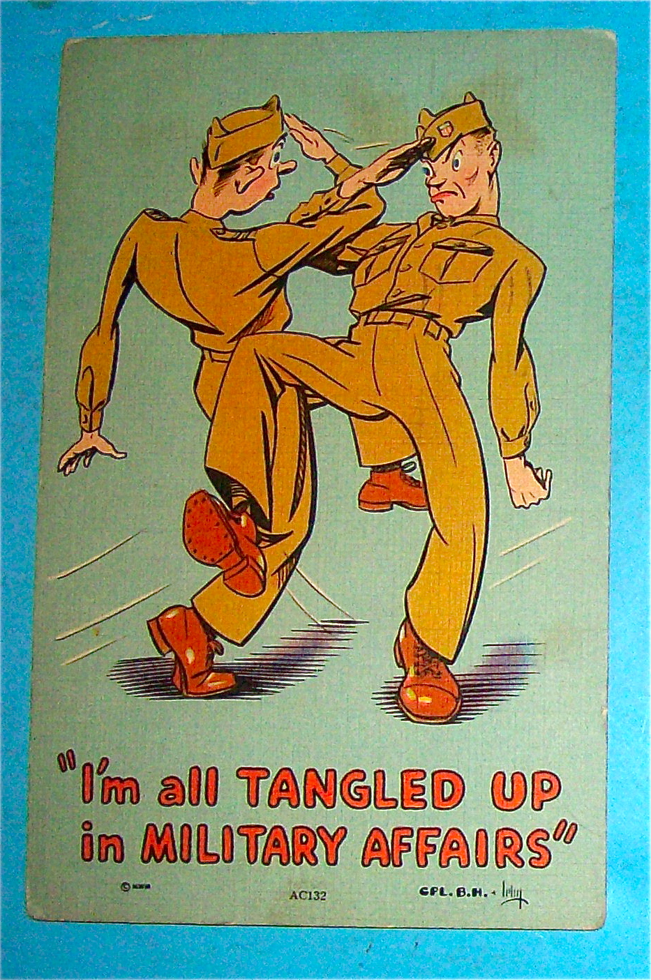Military Men Marching with Arms Crossed Postcard