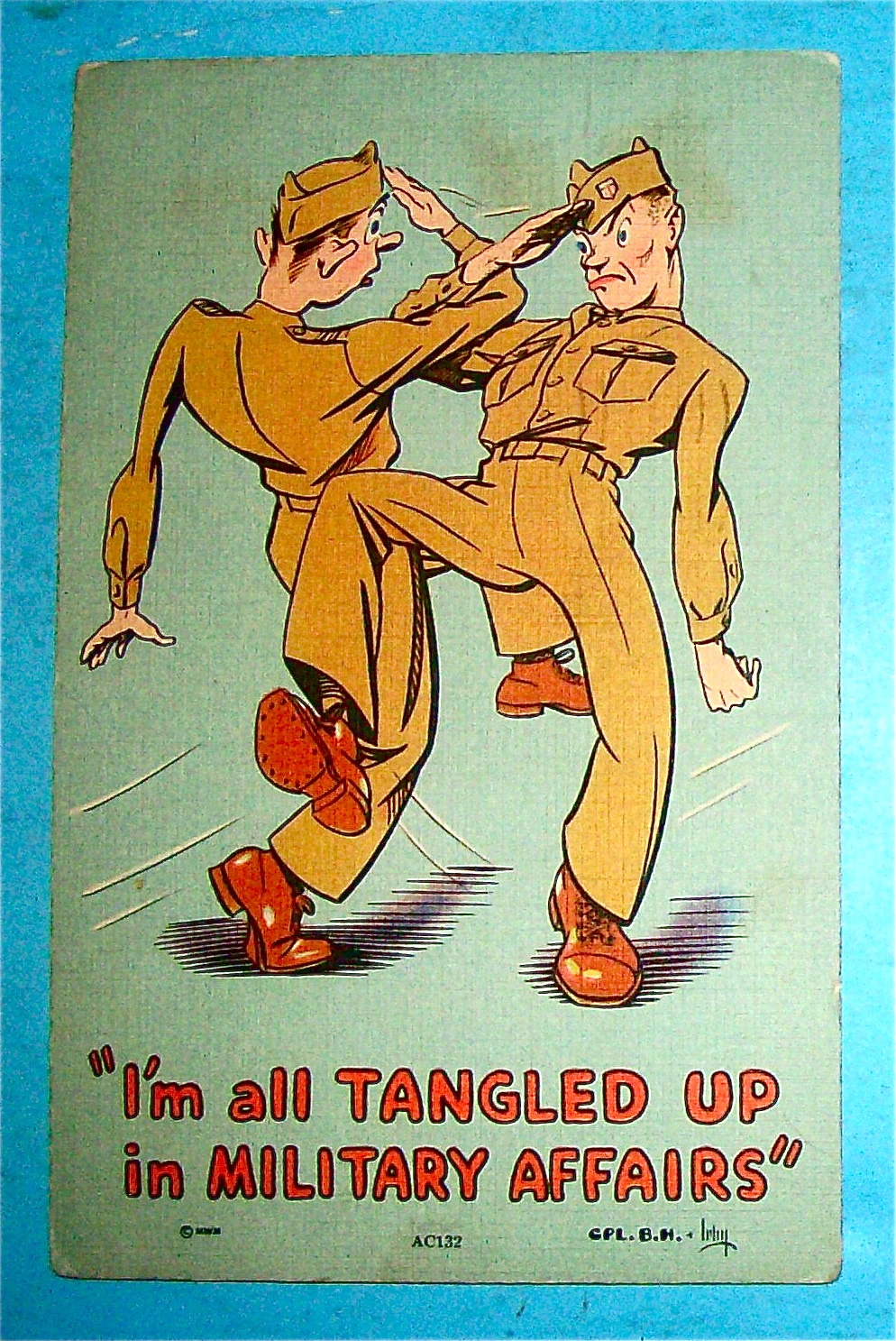 Military Men Marching with Arms Crossed Postcard