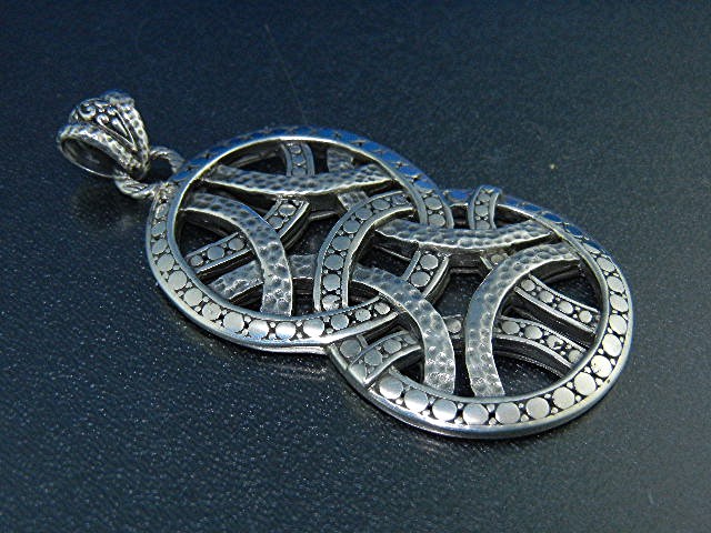 Sarda Sterling Silver Ornate Large Pendant From Bali
