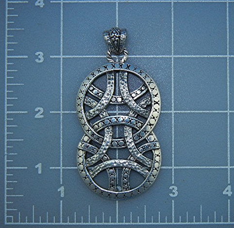 Sarda Sterling Silver Ornate Large Pendant From Bali