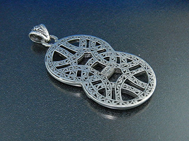 Sarda Sterling Silver Ornate Large Pendant From Bali