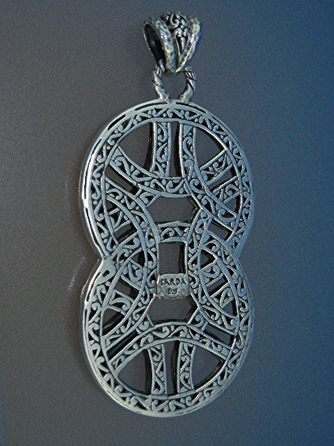 Sarda Sterling Silver Ornate Large Pendant From Bali