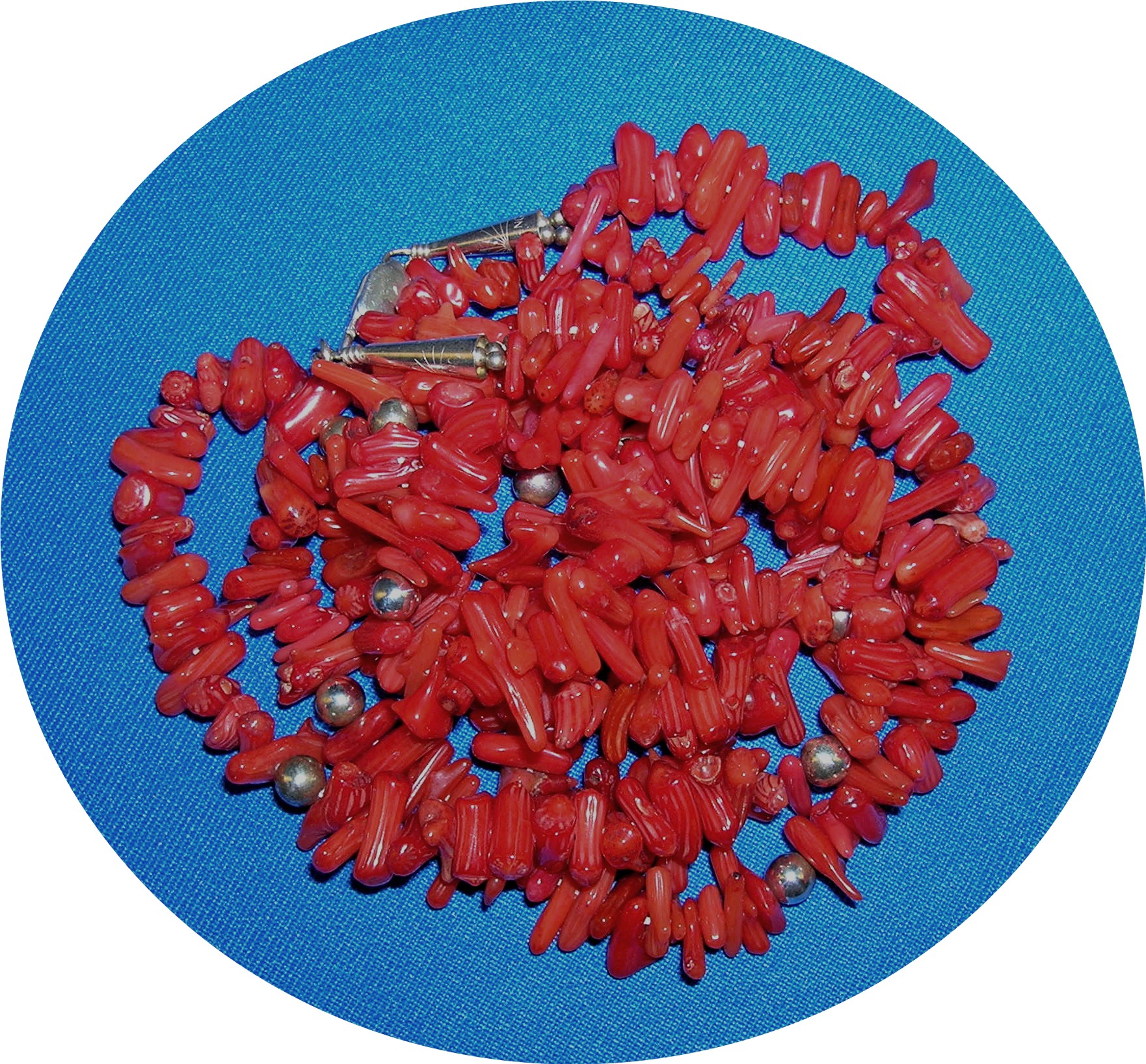 Navajo Coral Sterling Silver 2 Strands