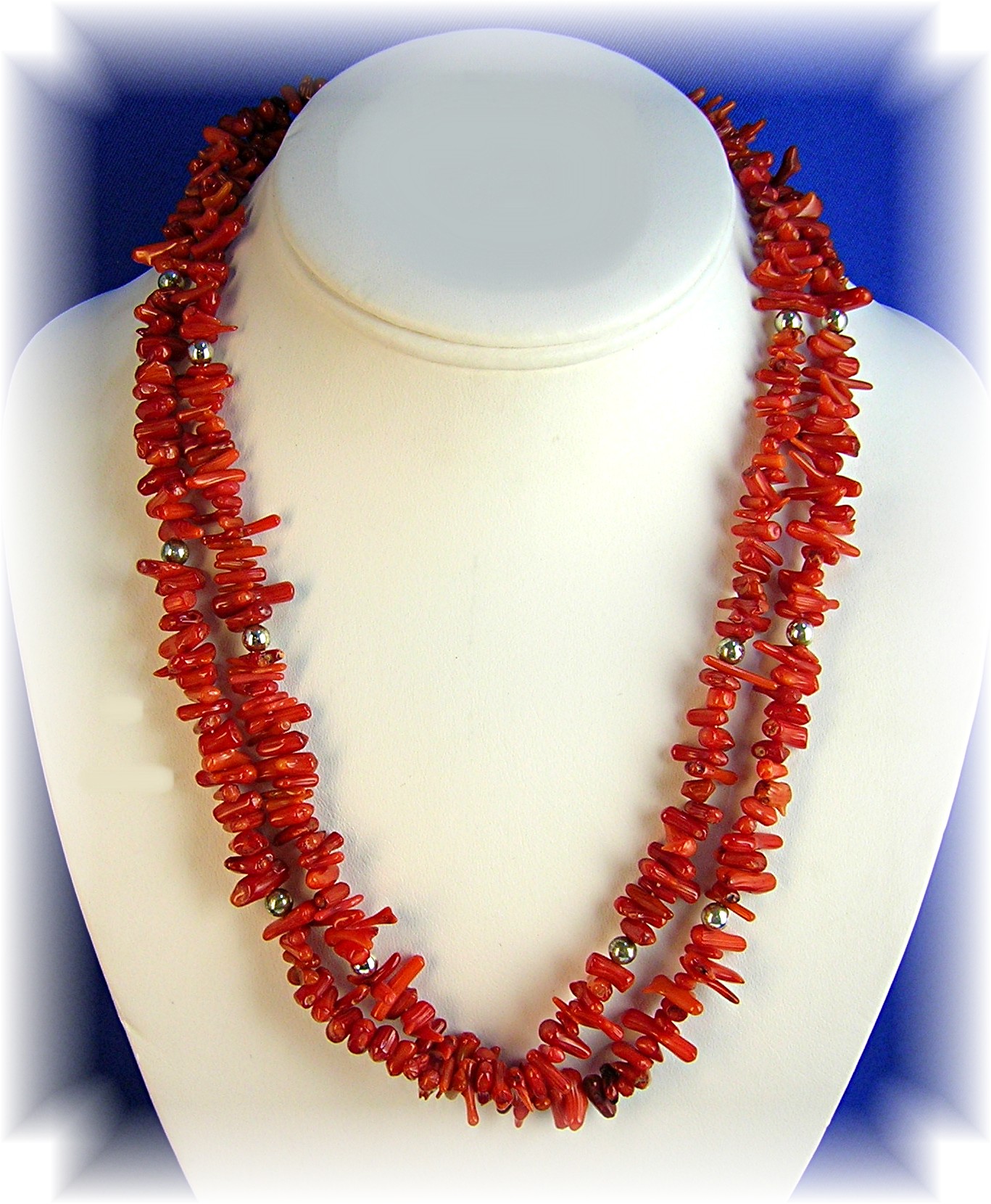 Navajo Coral Sterling Silver 2 Strands