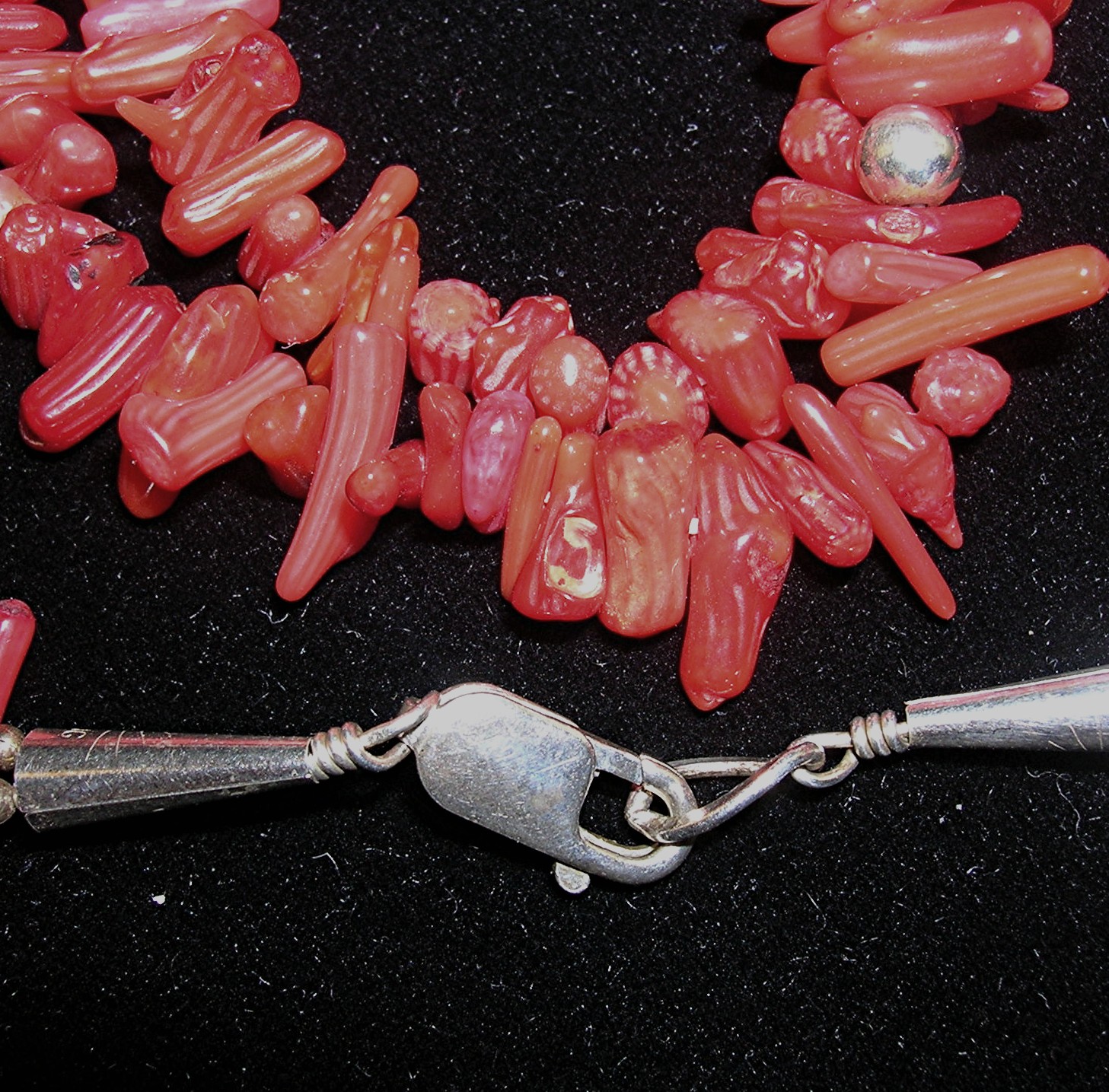 Navajo Coral Sterling Silver 2 Strands