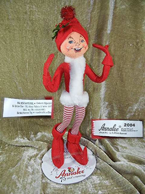Christmas Annalee candystripe ELF with stand