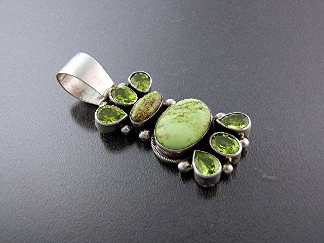 Navajo Gaspeite Peridot Sterling Silver By Bea Tom