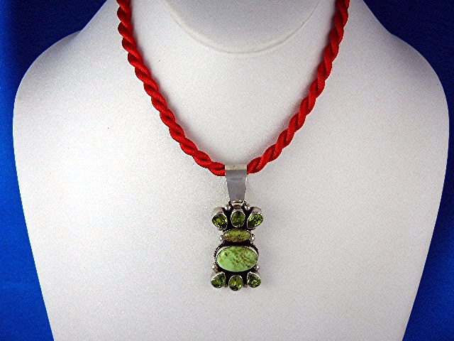 Navajo Gaspeite Peridot Sterling Silver By Bea Tom