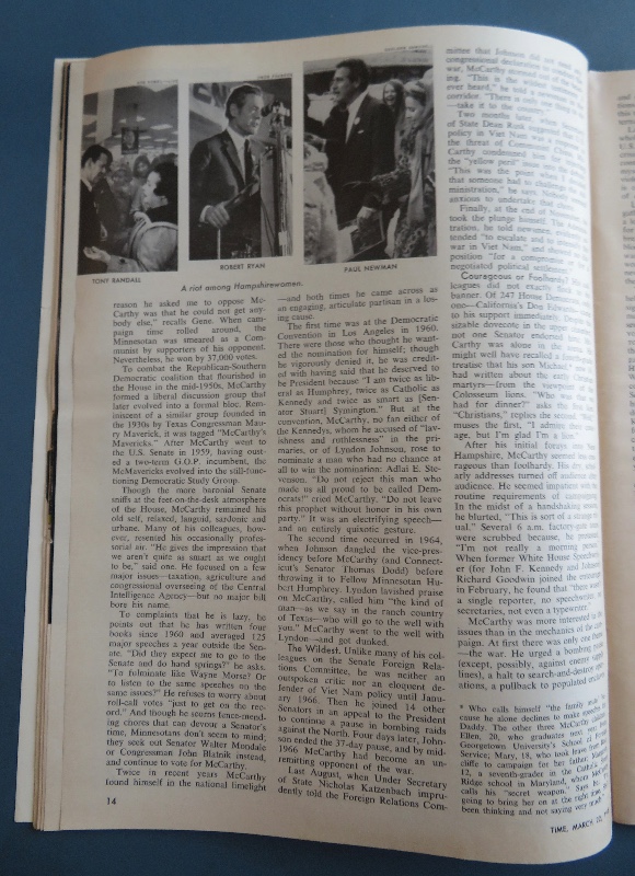 Time Magazine March 22, 1968 Eugene McCarthy