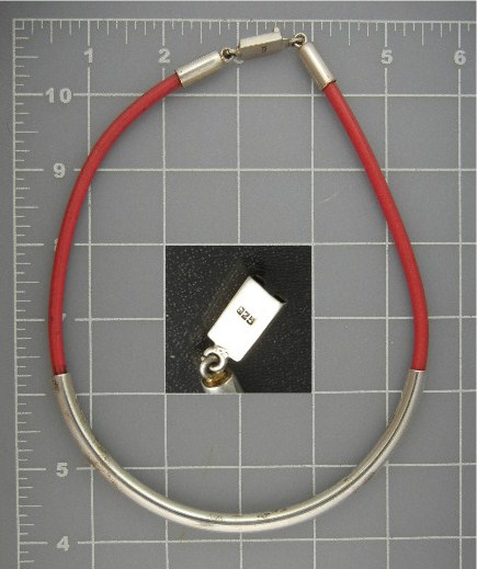 Necklace Sterling Silver Red Leather Mexico