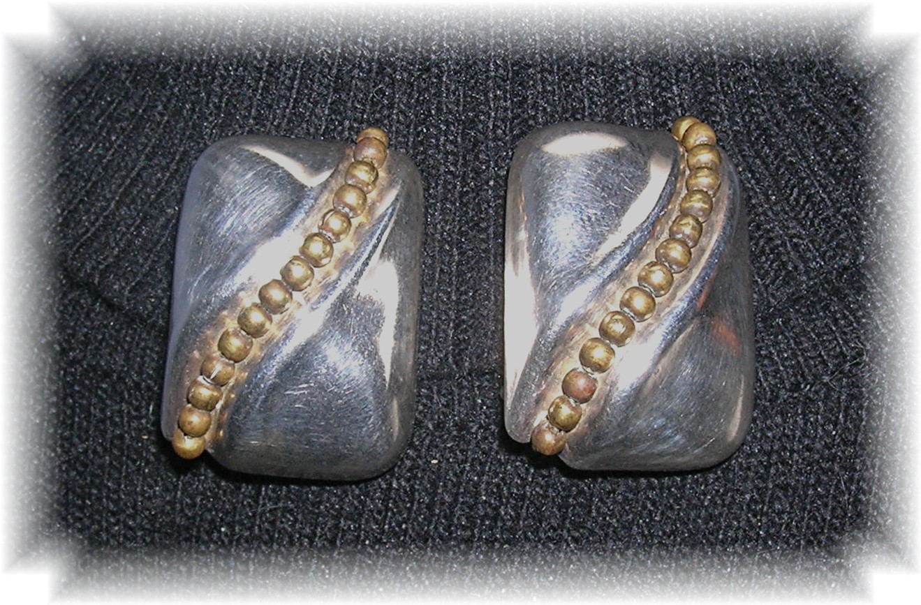 Large Sterling Silver Mexican Clip Earrings